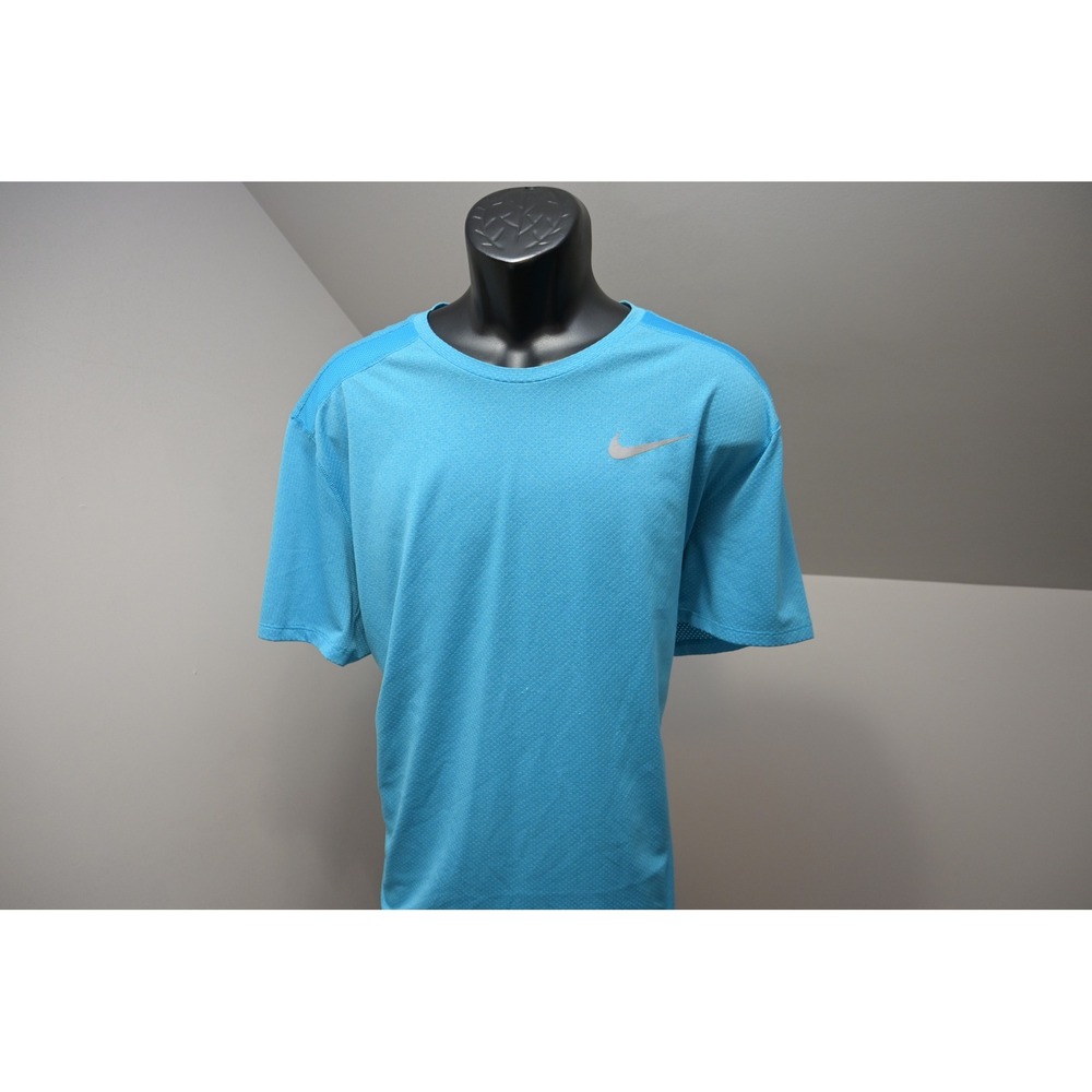 Nike Running Gym Shirt Mens XXL Blue Dri-FIT Short Sleeve Mesh Reflective EUC - Picture 2 of 11